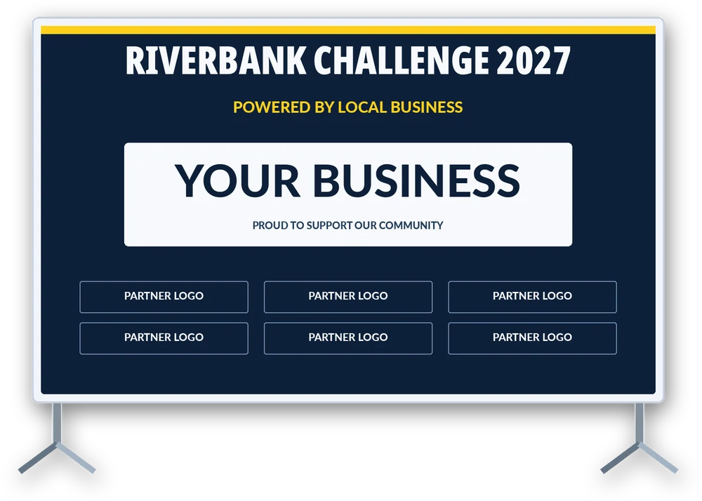 Mock-up of the event village sponsor board